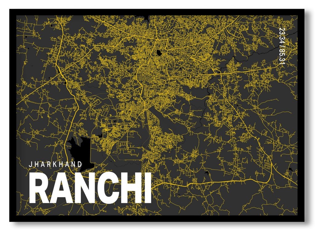 Yellow poster map of ranchi