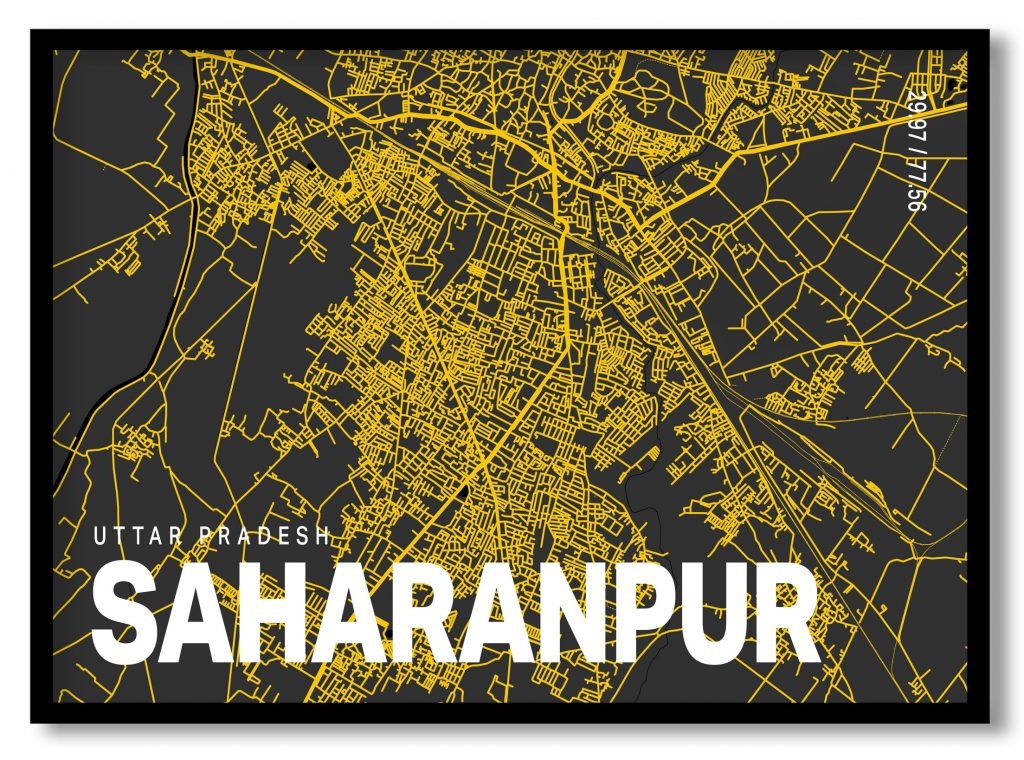 Yellow poster map of saharanpur