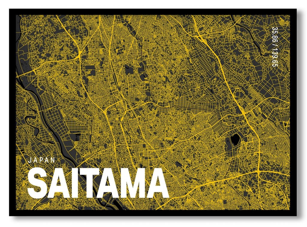 Yellow poster map of saitama