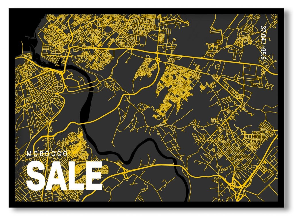 Yellow poster map of sale