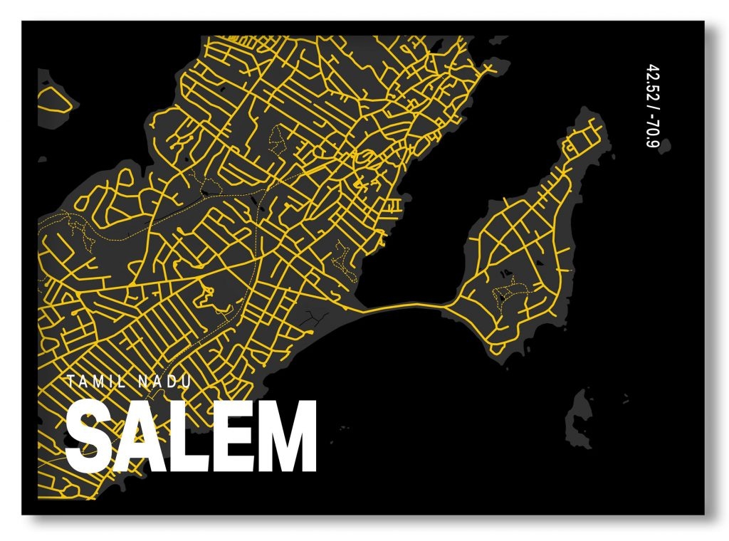 Yellow poster map of salem