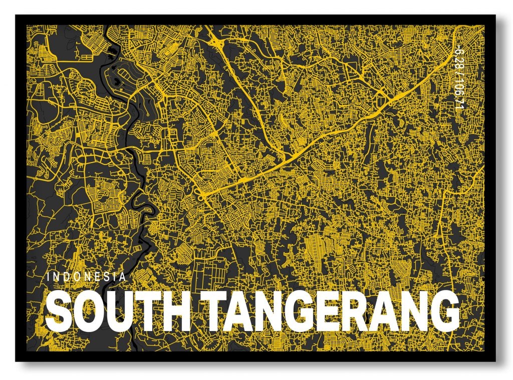 Yellow poster map of south tangerang