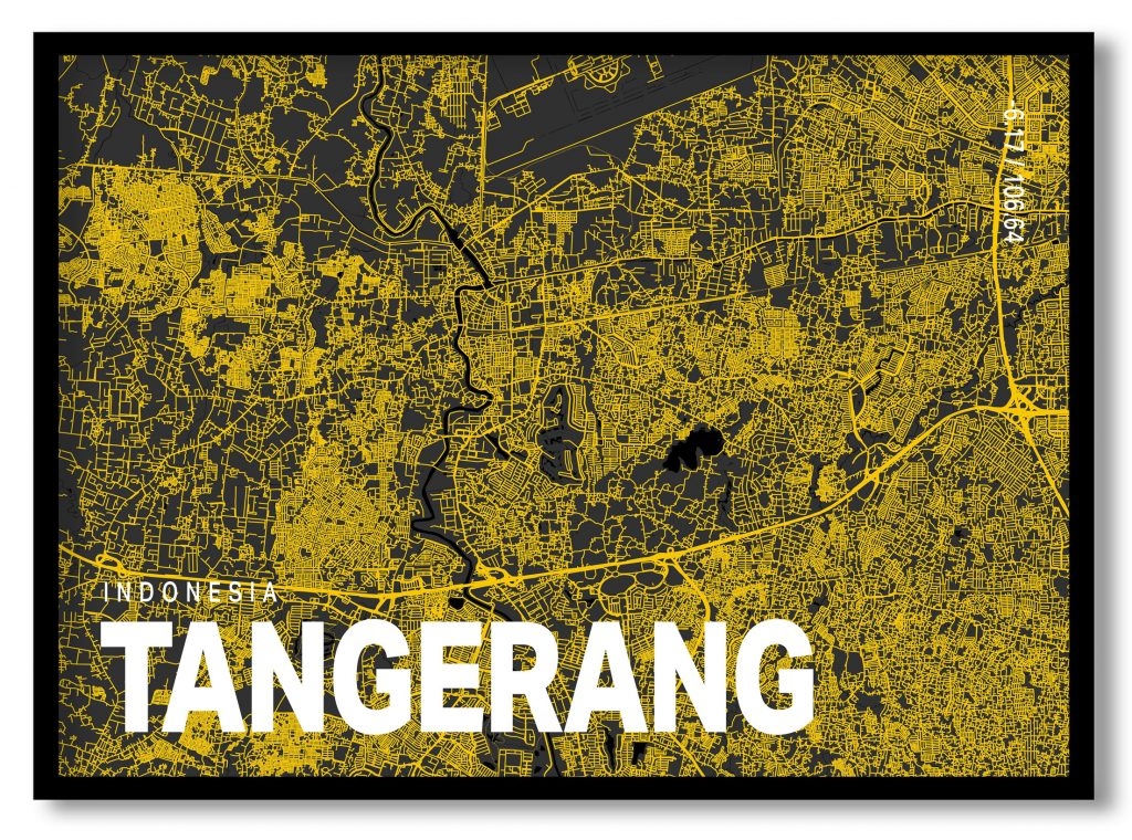 Yellow poster map of tangerang