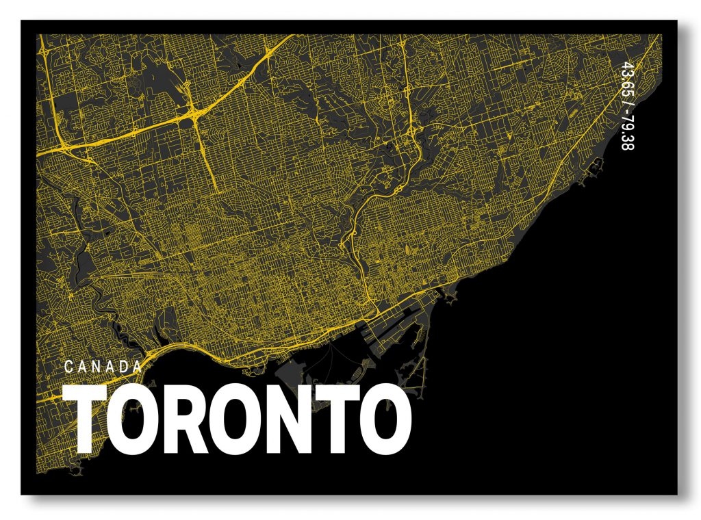 Yellow poster map of toronto