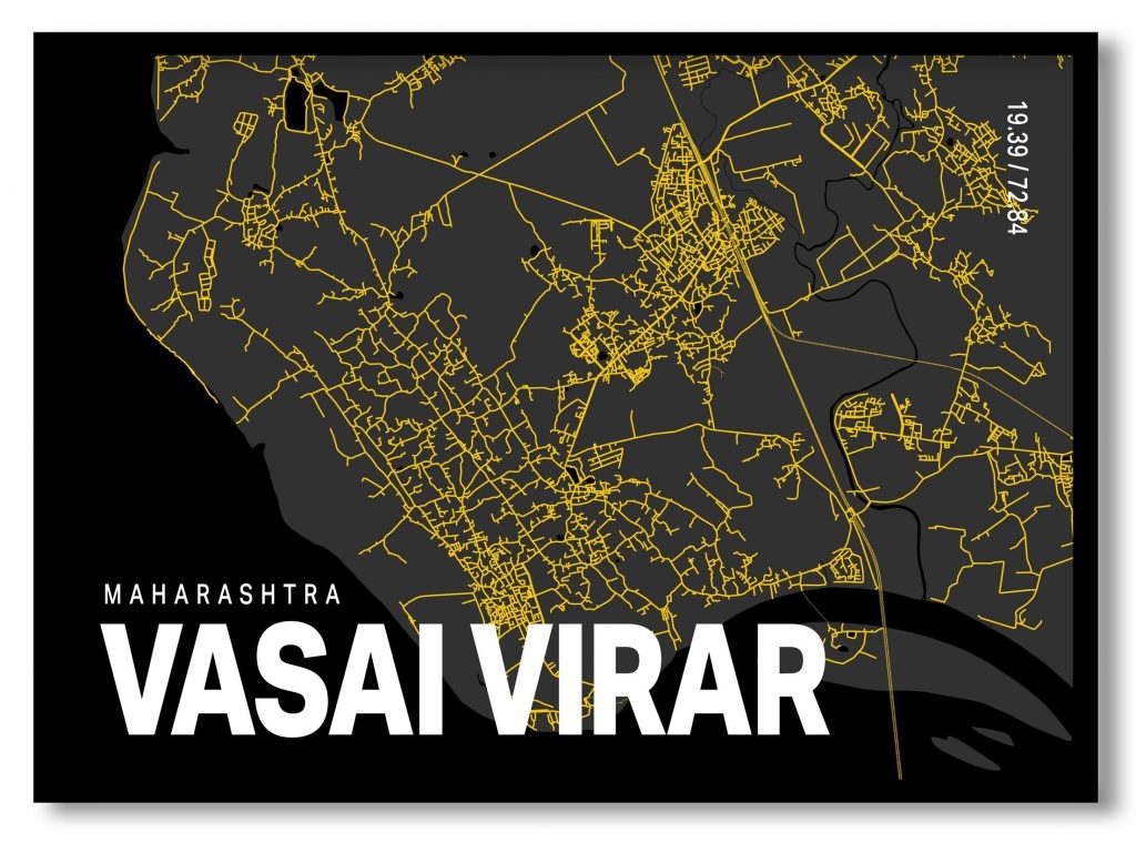Yellow poster map of vasai virar