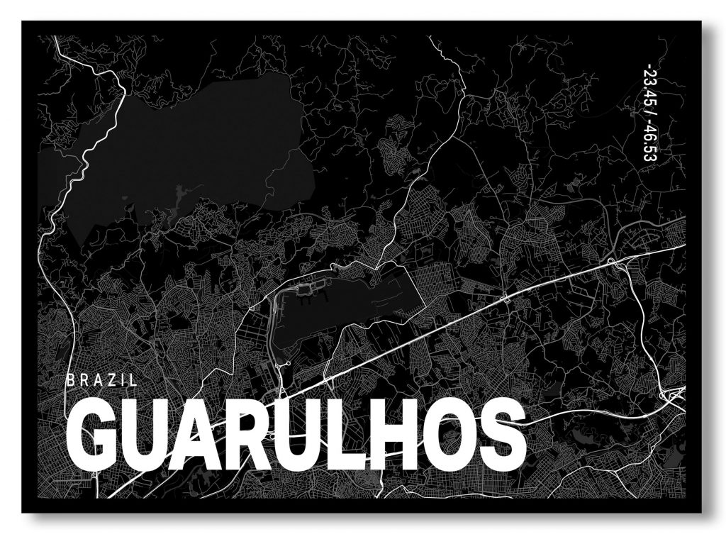 Black poster map of guarulhos