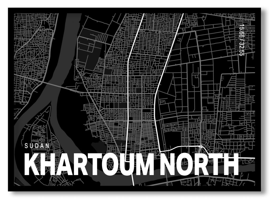 Black poster map of khartoum north