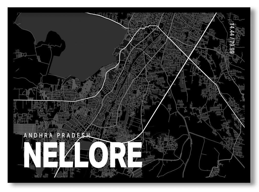 Black poster map of nellore