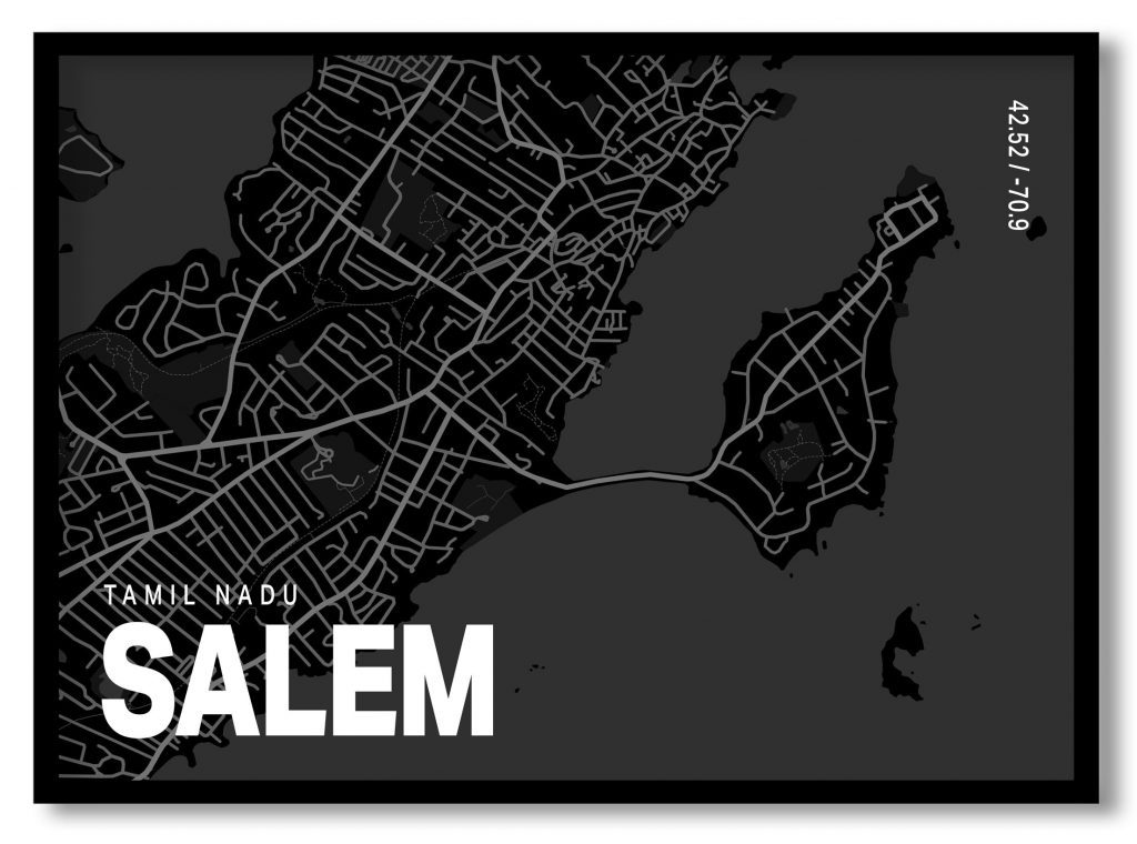 Black poster map of salem