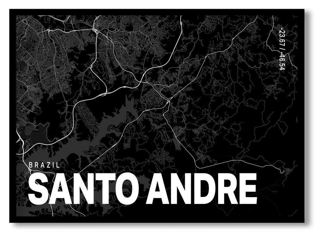 Black poster map of santo andre