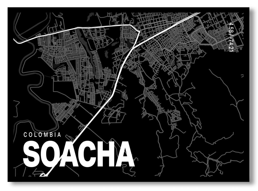 Black poster map of soacha