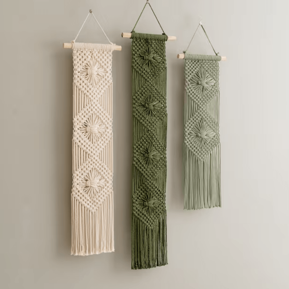Vintage Tapestry Macrame Wall Hanging