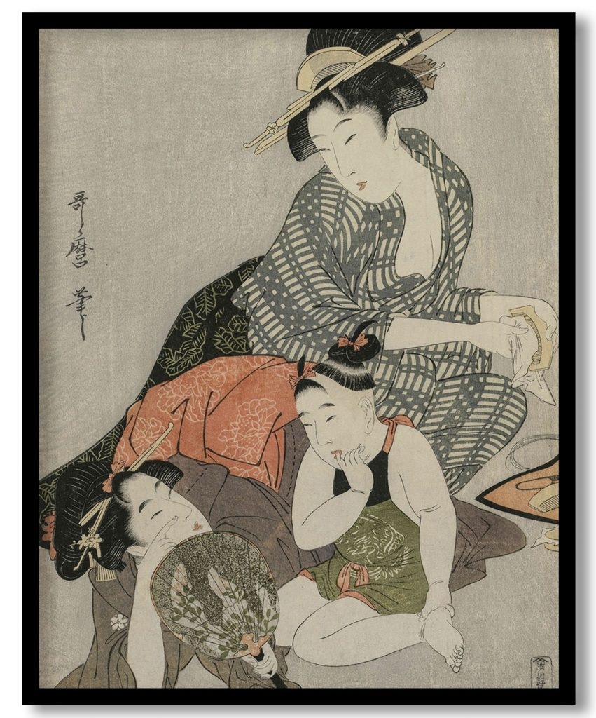 Cleaning Combs by Kitagawa Utamaro (1790)