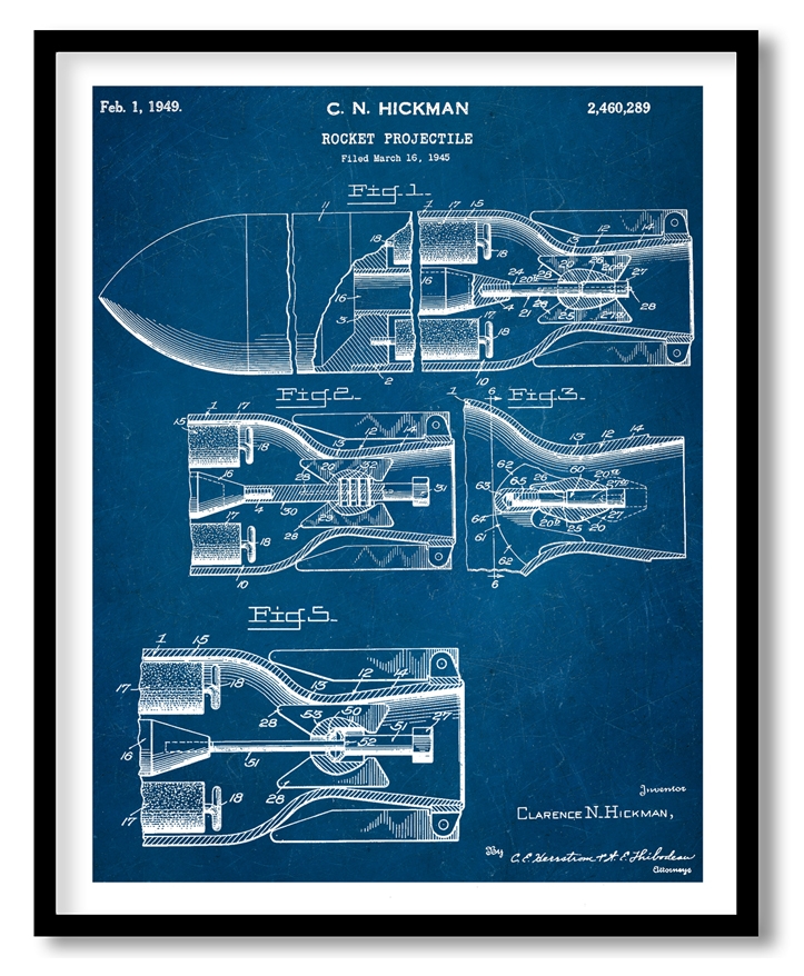Rocket projectile 1949 blue