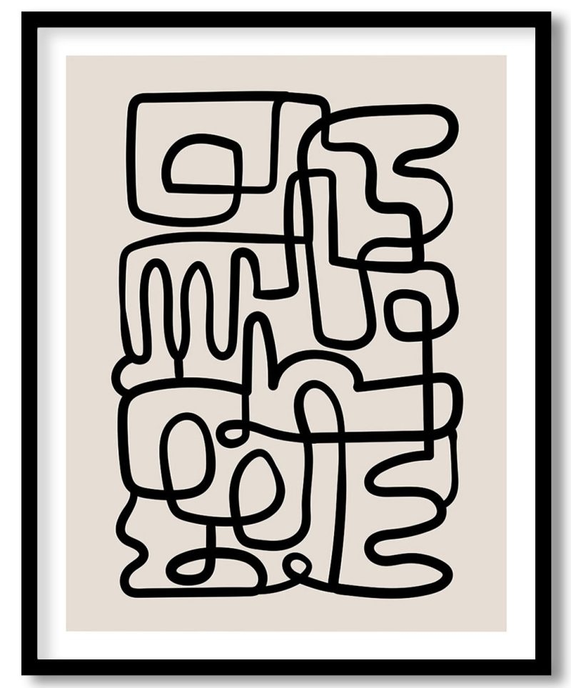 Mid century modern minimalistic line drawing abstract art #52