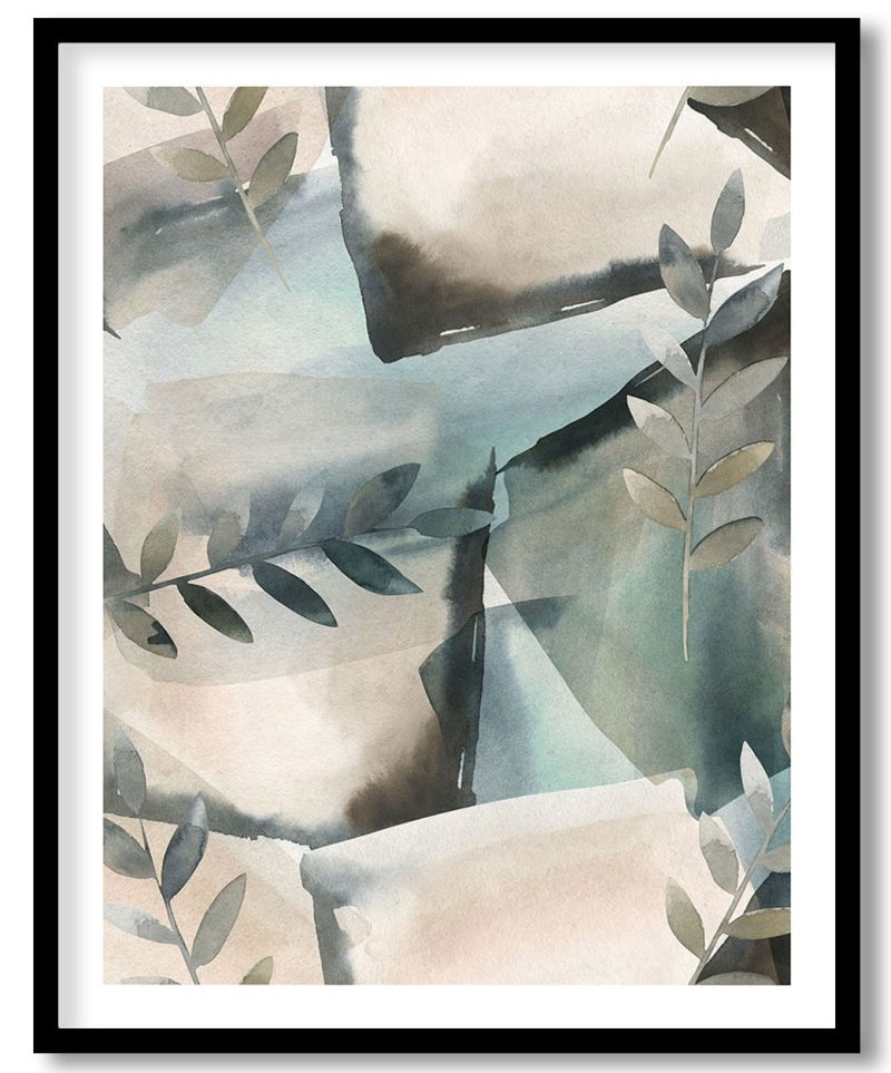Abstract watercolor geometric nordic shapes floral