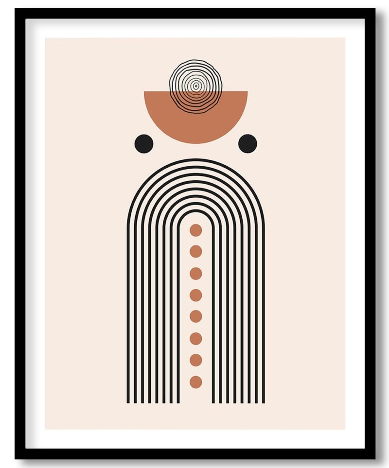 Modern mid century boho shapes and line art #717