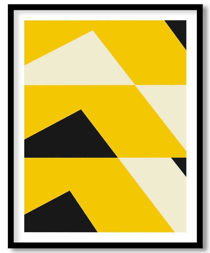 Nordic yellow black structural abstract shapes