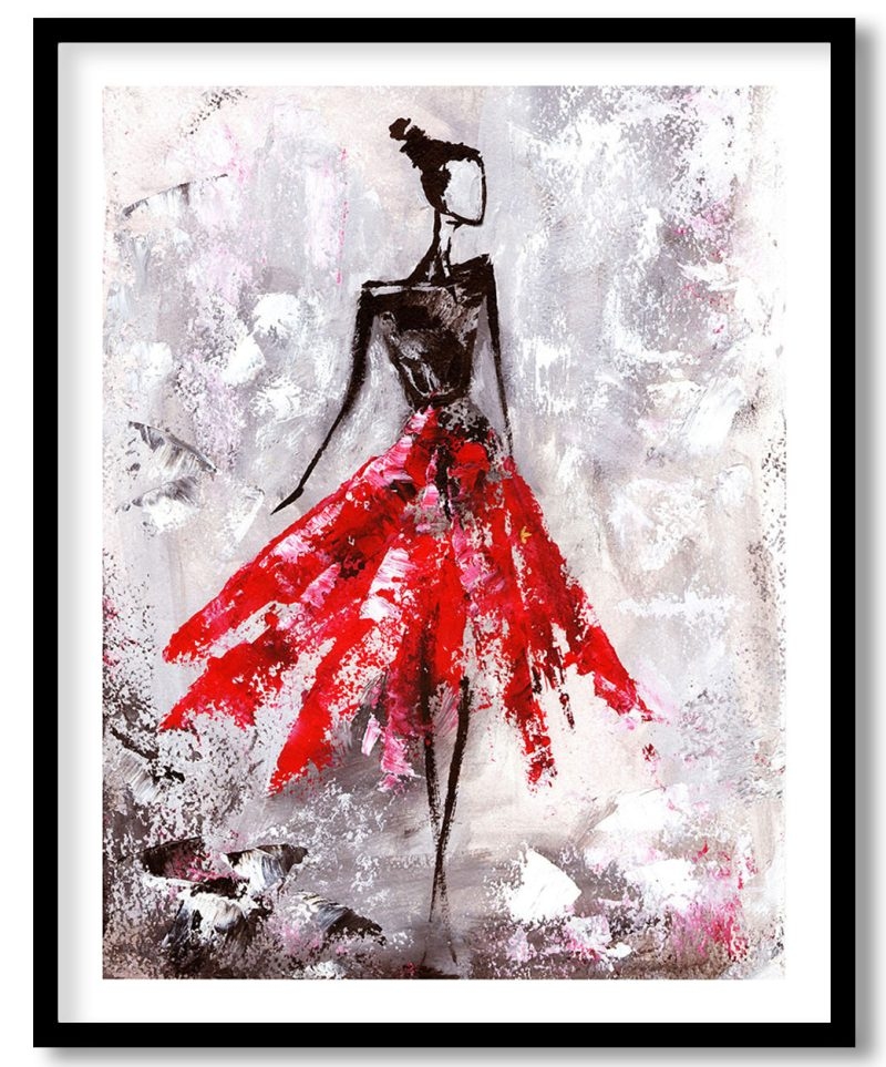 Girl With High Bun In Red Skirt