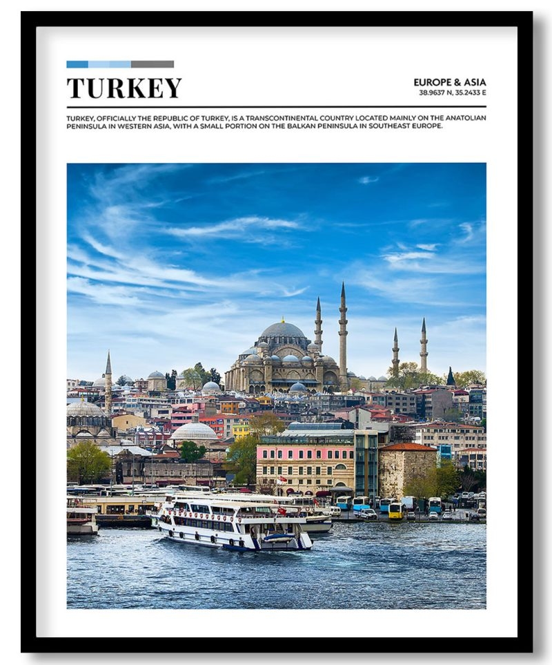 Turkey, Europe & Asia pantone poster