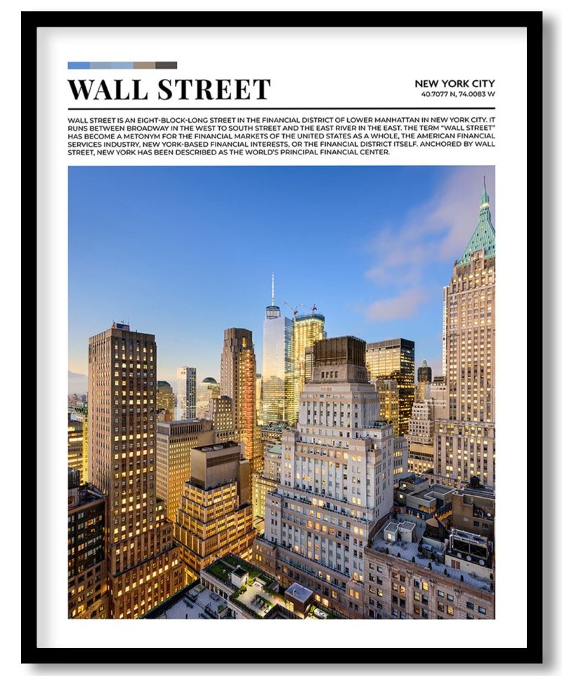Wall Street, New York City pantone poster