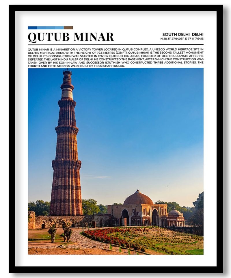 Qutub Minar, India pantone poster