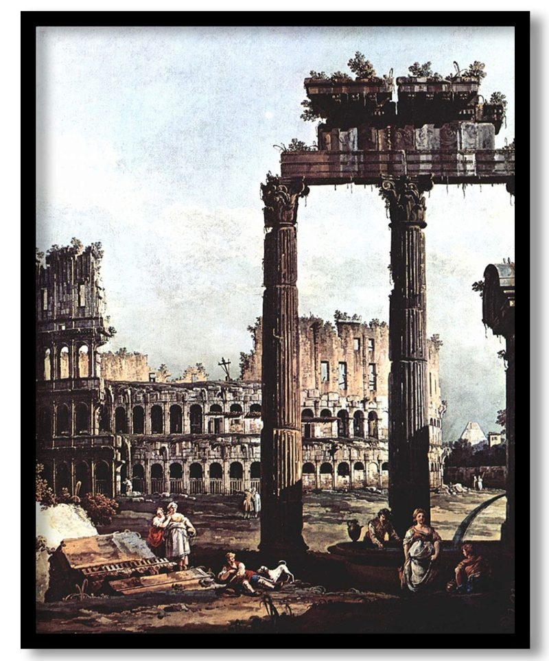Capriccio with the Colosseum by Bernardo Bellotto (1745)