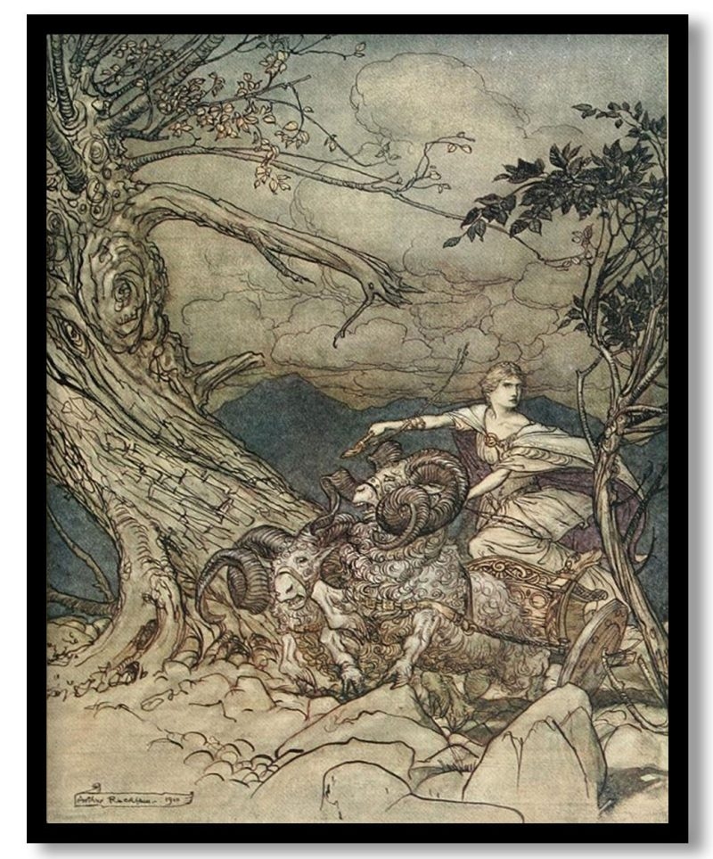 Fricka Approaches in Anger by Arthur Rackham