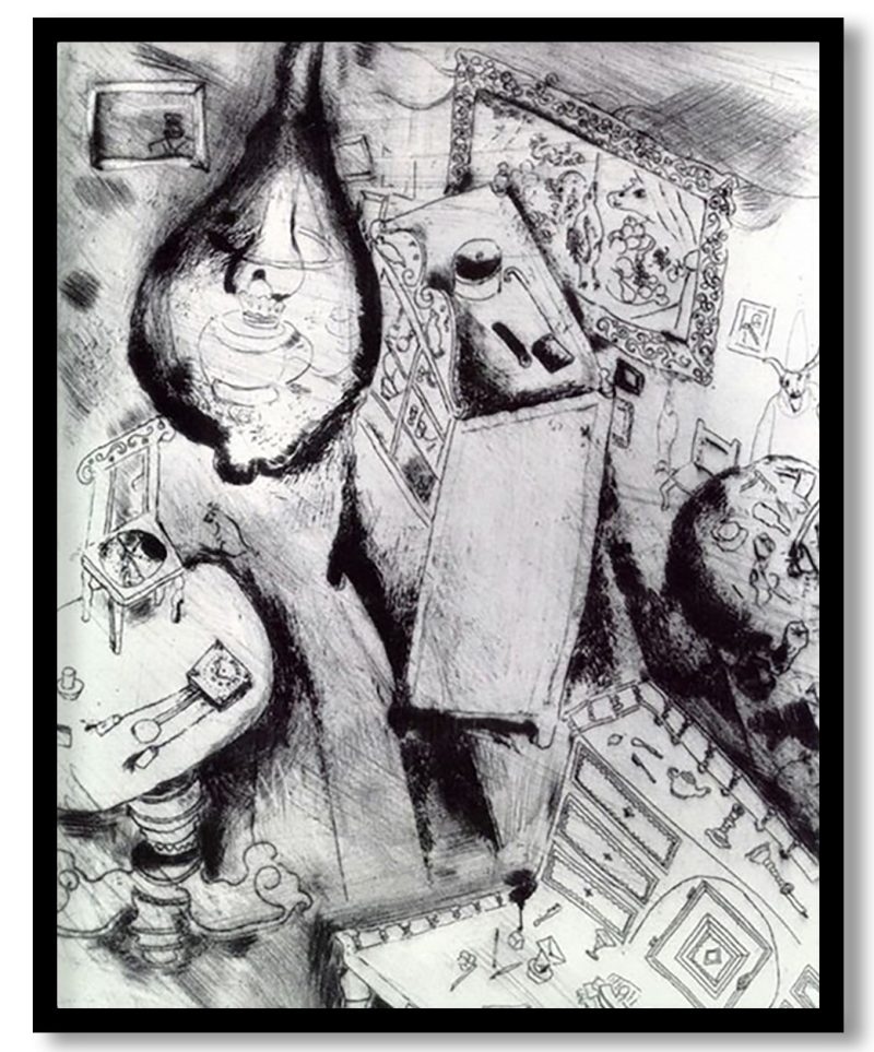 Pliushkin's room by Marc Chagall (1923)