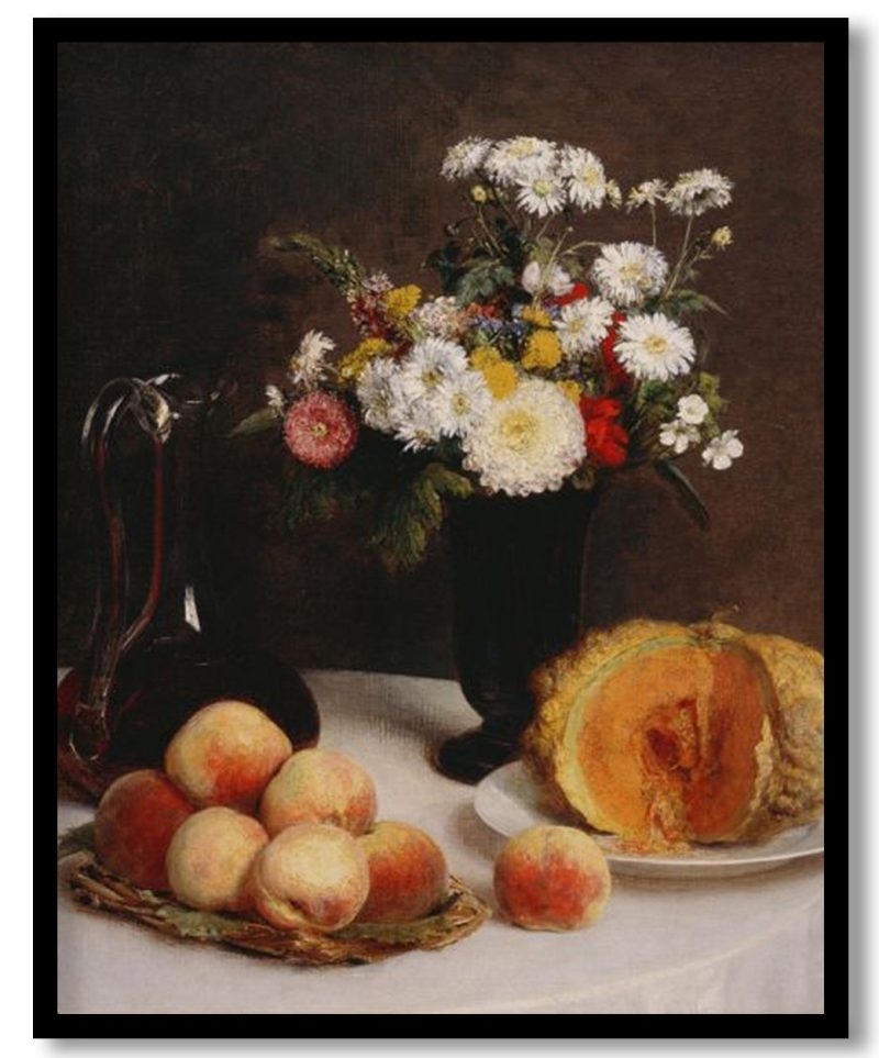 Still Life with a Carafe Flowers and Fruit by Henri Fantin Latour (Unknown)