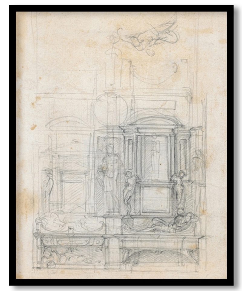 Studies For A Double Tomb Wall by Michelangelo (1520)