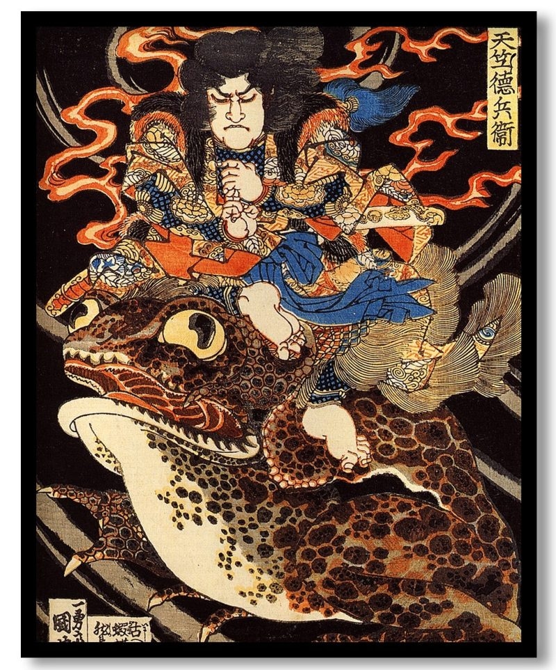 Tenjiku Tokubei Riding A Giant Toadn by Utagawa Kuniyoshi (Unknown)