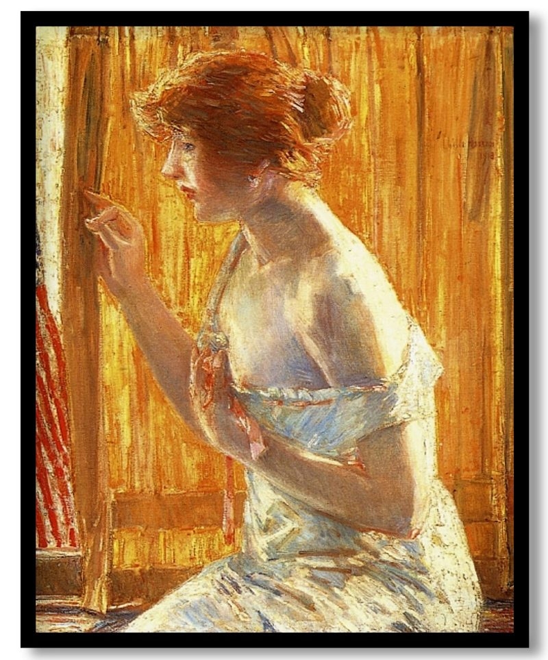 The Flag Outside Her Window, April (aka Boys Marching By) by Childe Hassam (1918)