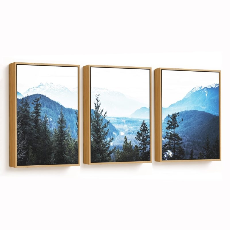 Set of 3 blue mountain