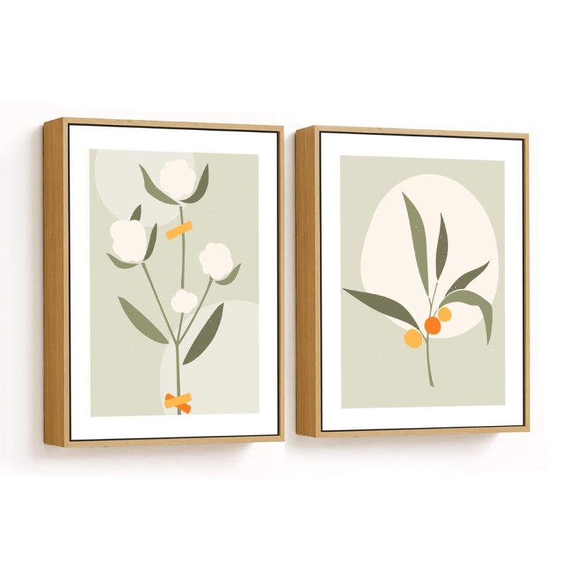 Set of 2 abstract flower and plant
