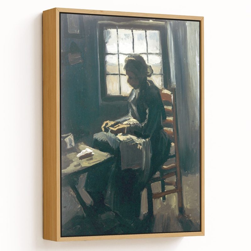 Woman sewing by Vincent van Gogh (1885-85)