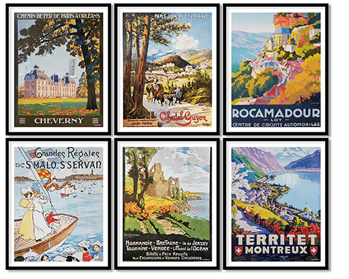 France vintage travel poster set of 6