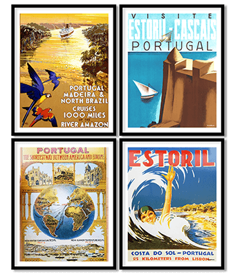 Portugal vintage travel poster set of 4