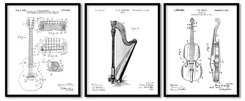 Set of 3 stringed musical instruments