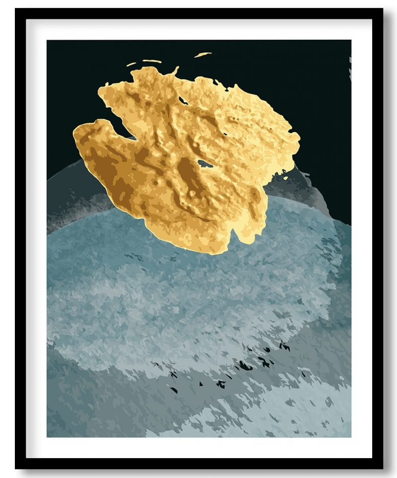 Inflated gold and blue modern abstract #104