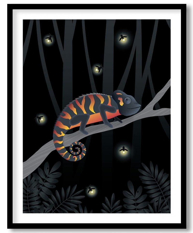 Chameleon on the tree branch