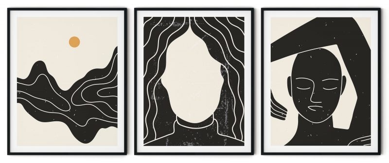 Set of 3 aesthetic abstract woman figure