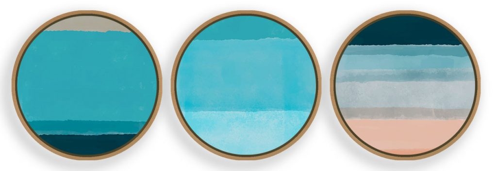 Set of 3 watercolor colorful rothko abstract