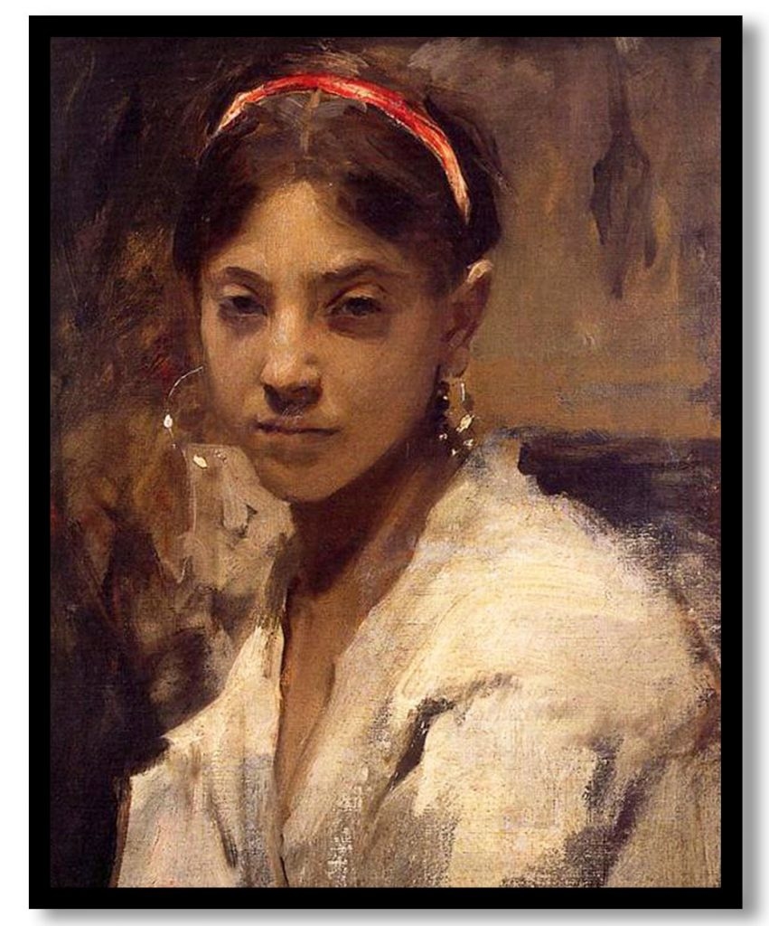 Head of a capri girl by John Singer Sargent (1878)