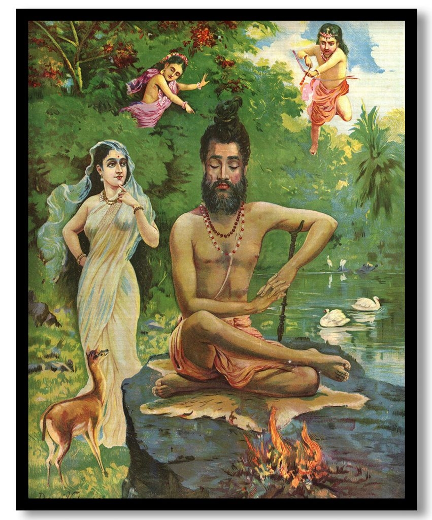 Vishwamitra tapobangh by Raja Ravi Varma