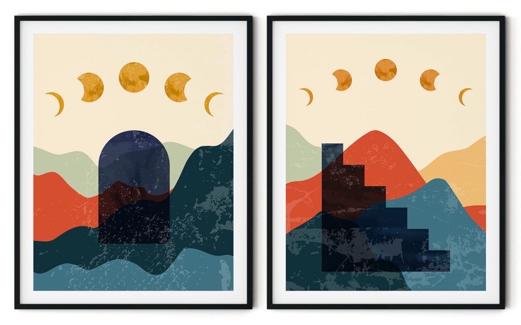 Set of 2 modern contemporary shapes