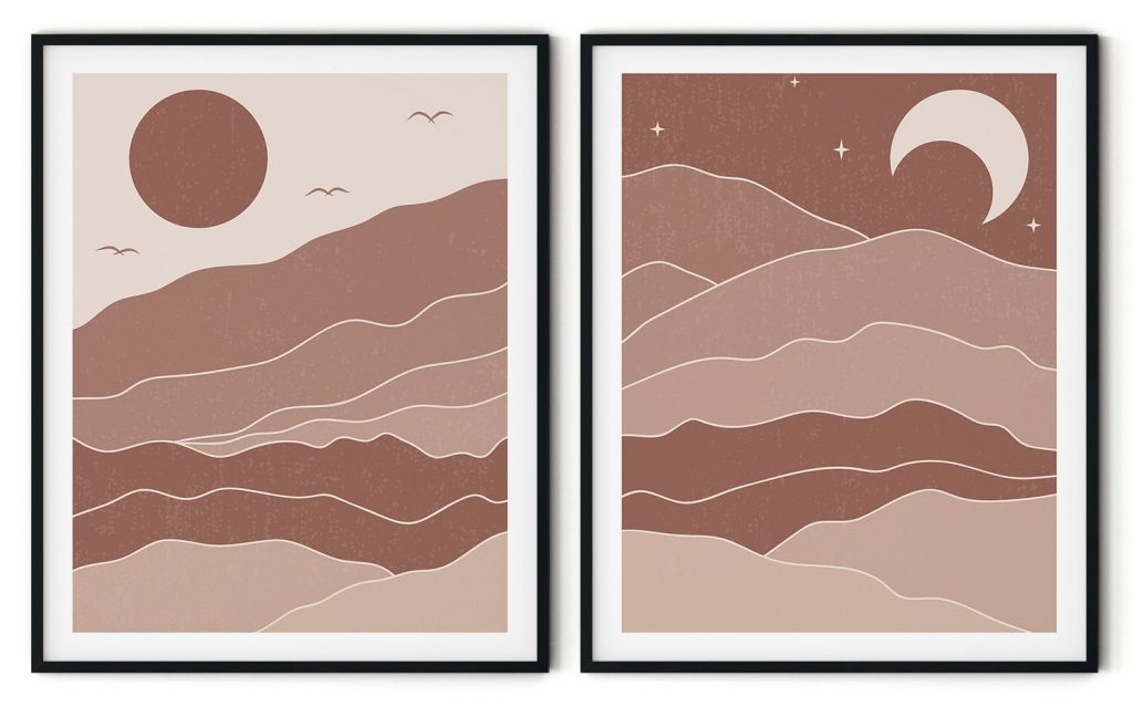 Set of 2 night and day composition