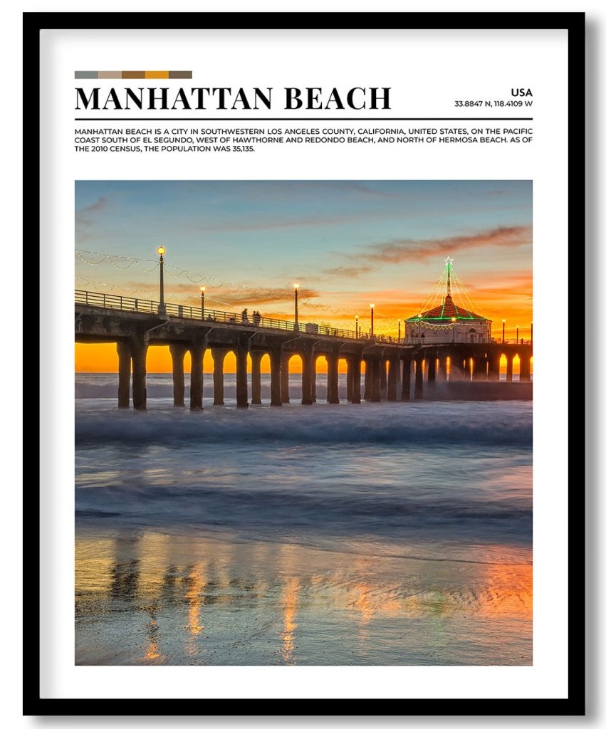 Manhattan Beach, USA pantone poster