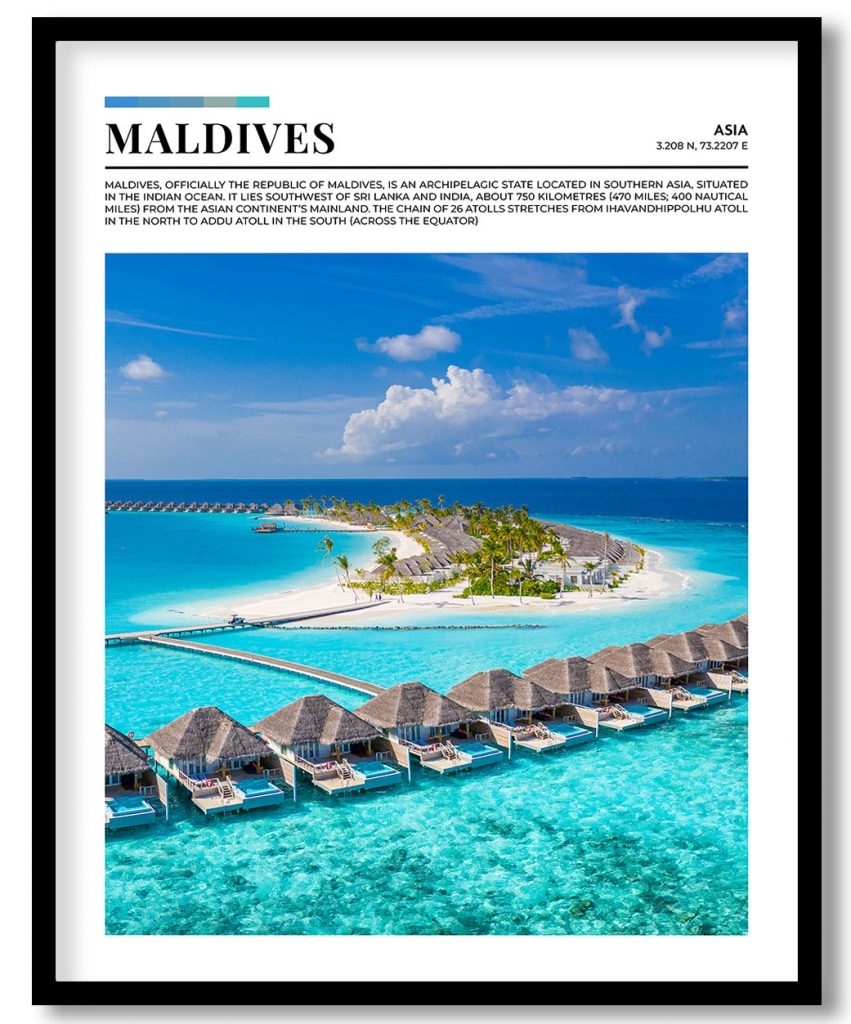 Maldives, Asia pantone poster