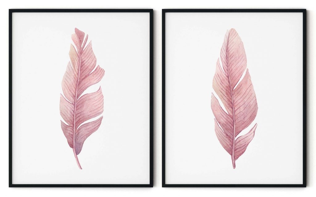 Set of 2 soft pink palm leaves